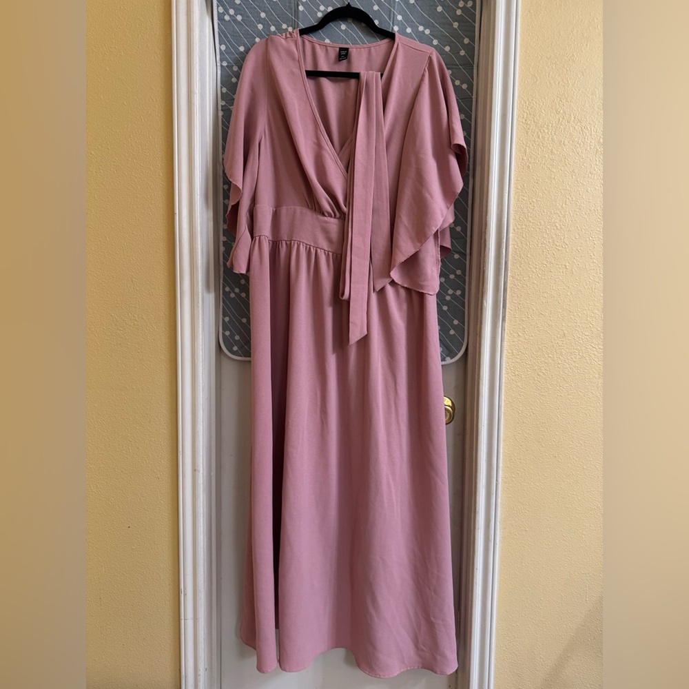 SHEIN Dusty Pink Maxi Wrap Dress